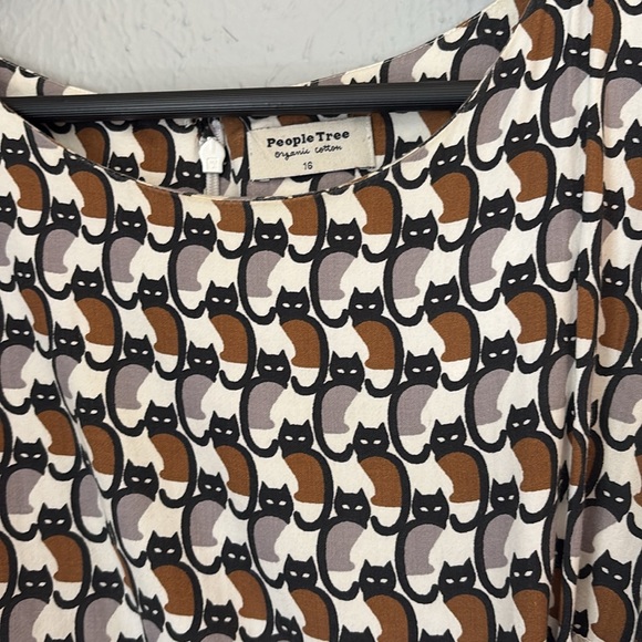 People Tree Abstract Cat Sleeveless Patterned Dress - Picture 2 of 7